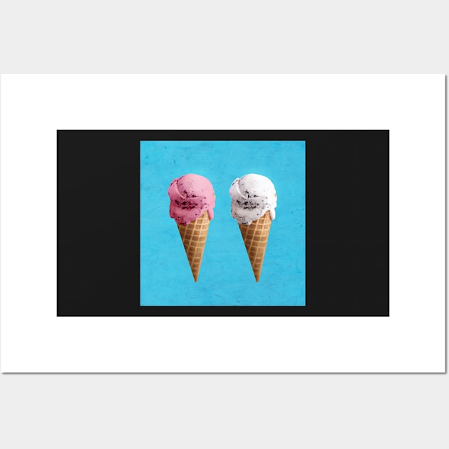 Vanilla and strawberry Ice cream cones Wall Art by mikath